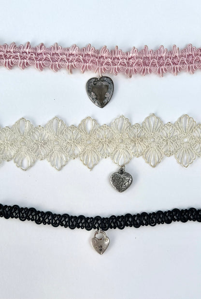 Vintage Lace Heart Chokers